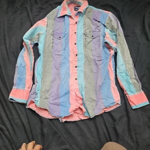 Wrangler Men's Colorful Striped Button Down Shirt